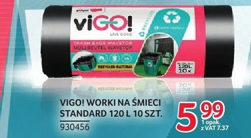 Worki na śmieci Vigo! Standard 120L 10 szt. promocja w Selgros