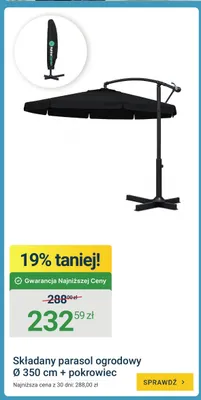 Składany parasol ogrodowy RainneGarden promocja w ERLI