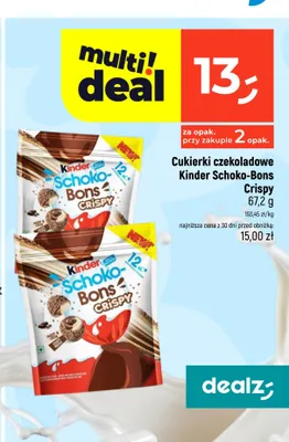 Cukierki czekoladowe Kinder Schoko-Bons Crispy promocja w Dealz
