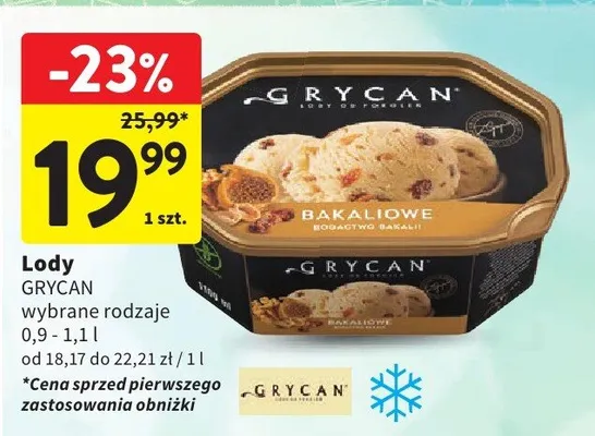 Lody Grycan bakaliowe promocja w Intermarche