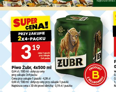 Piwo Żubr 4-pak promocja w Twój Market
