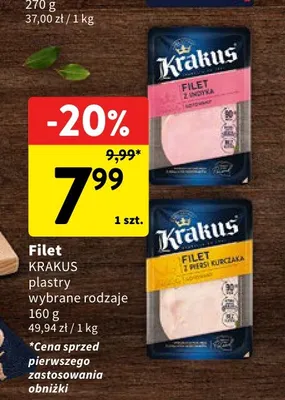Filet w plastrach z piersi kurczaka Krakus promocja w Intermarche