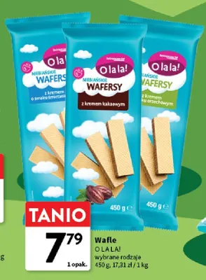 Wafle Niebiańskie Wafers z kremem o smaku śmietankowym O LA LA! promocja w Intermarche