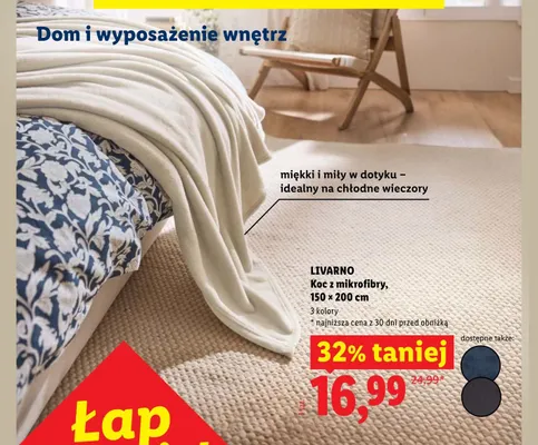 Koc z mikrofibry LIVARNO 150x200cm promocja w Lidl