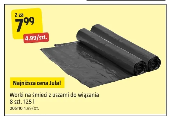Worki na śmieci z uszami do wiązania 125 l promocja w Jula