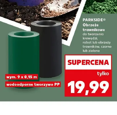 Obrzeże trawnikowe do tworzenia krawędzi rabat lub obrzeży trawników Parkside zielone 9x0,15m promocja w Kaufland