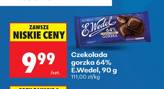 Czekolada gorzka 64% E.Wedel promocja w Biedronka
