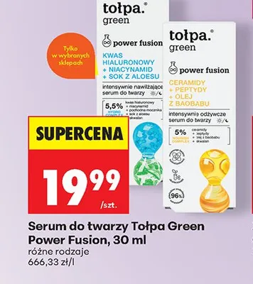 Serum do twarzy Tołpa Green Power Fusion intensywnie nawilżające kwas hialuronowy promocja w Biedronka