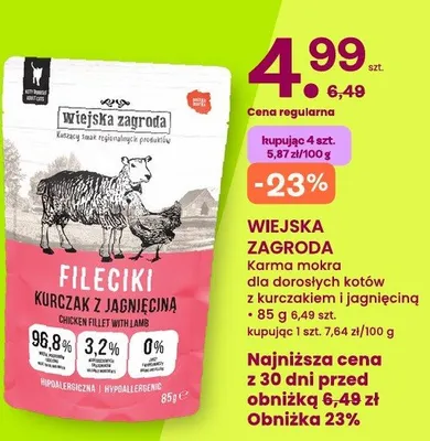 Karma mokra dla kotów kurczak z jagnięciną wiejska zagroda promocja w Frisco