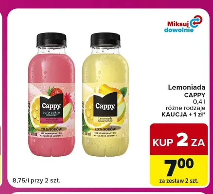 Lemoniada Cappy smak malinowy zero cukru promocja w Carrefour Market