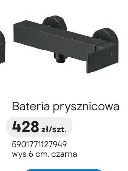 Bateria prysznicowa Cersanit Bari czarna wys. 6 cm promocja w Castorama