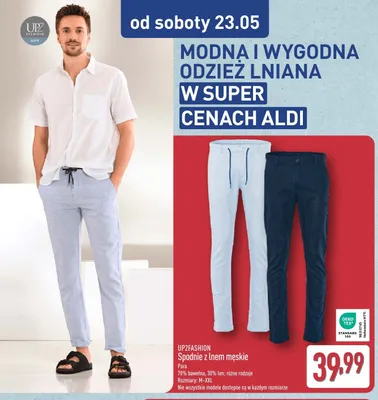 Spodnie z lnem męskie UP2FASHION promocja w Aldi