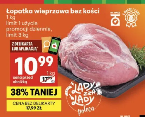 Łopatka wieprzowa bez kości promocja w Delikatesy Centrum