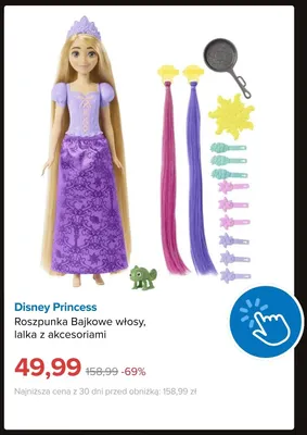 Lalka Roszpunka Bajkowe włosy z akcesoriami Disney Princess promocja w Smyk