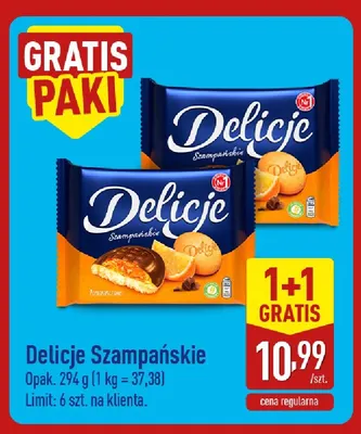 Ciastka Delicje Szampańskie pomarańczowe promocja w Aldi