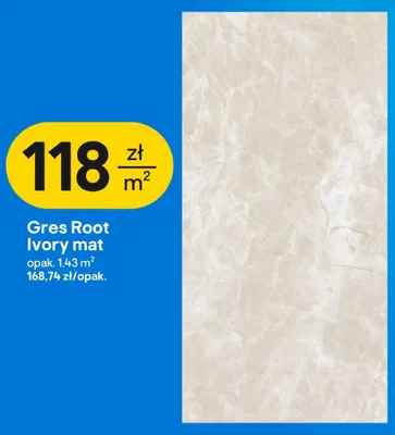 Gres Root Ivory mat promocja w Castorama