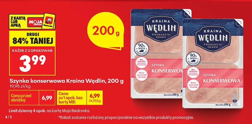 Szynka konserwowa Kraina Wedlin promocja w Biedronka