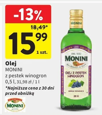 Olej z pestek winogron Monini promocja w Intermarche