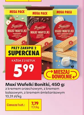 Maxi Wafelki Bonitki z kremem śmietankowym promocja w Biedronka