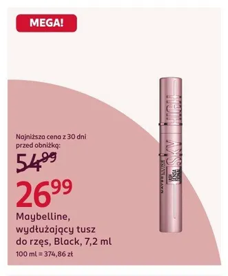 Wydłużający tusz do rzęs Black Maybelline promocja w Rossmann