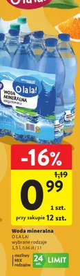 Woda mineralna niegazowana O la la! promocja w Intermarche
