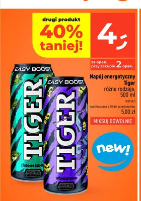 Napój energetyczny Tiger Easy Boost winogrono promocja w Dealz