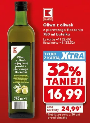 Oliwa z oliwek z pierwszego tłoczenia K-Classic promocja w Kaufland