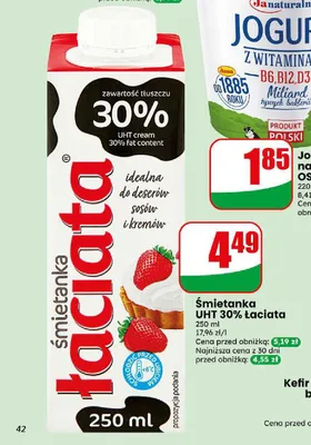 Śmietanka UHT Łaciata 30% promocja w Dino