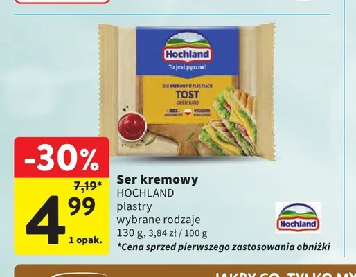 Ser topiony w plastrach Hochland Tost promocja w Intermarche