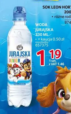 Woda niegazowana Jurajska Junior promocja w Selgros
