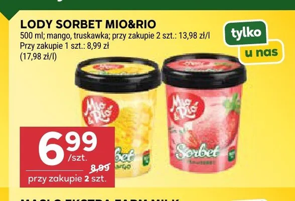 Lody sorbet mango Mio&Rio promocja w Stokrotka