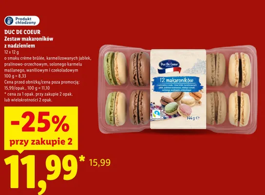 Zestaw makaroników z nadzieniem Duc De Coeur 12-pak promocja w Lidl