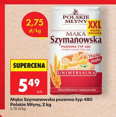 Mąka Szymanowska pszenna typ 480 Polskie Młyny promocja w Biedronka