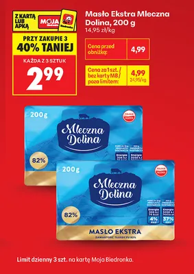 Masło Ekstra Mleczna Dolina promocja w Biedronka