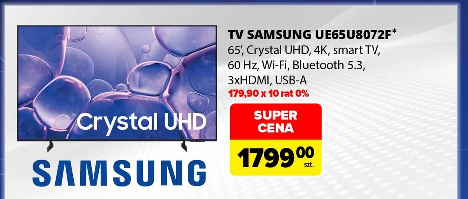 Telewizor Samsung UE65U8072F 65" Crystal UHD 4K promocja w Carrefour