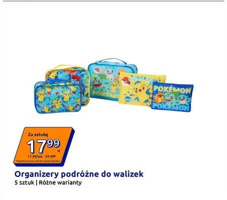 Organizery podróżne do walizek Pokémon promocja w Action