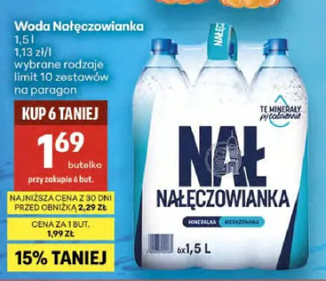 Woda Nałęczowianka niegazowana 6-pak 1,5l promocja w Delikatesy Centrum