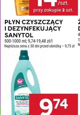 Płyn czyszczący i dezynfekujący Sanytol promocja w Stokrotka