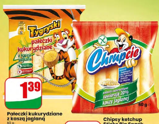 Pałeczki kukurydziane z kaszą jaglaną Tygryski promocja w Dino