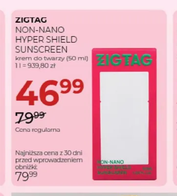 Krem do twarzy Zigtag Non-Nano Hyper Shield Sunscreen promocja w Drogerie Jawa