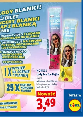Lody Nordis Ice Ice Bejba cytrynowe z żelką promocja w Lidl