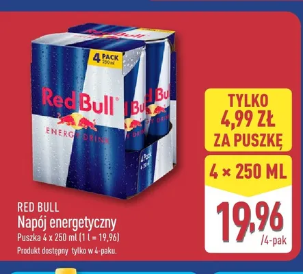 Napój energetyczny Red Bull 4-pak promocja w Aldi