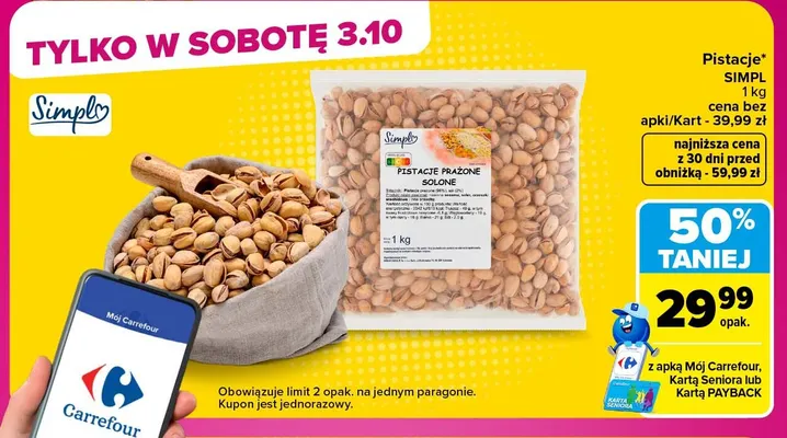 Pistacje Simpl promocja w Carrefour