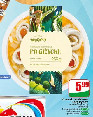 Koreczki śledziowe po Giżycku Targ Rybny promocja w Dino