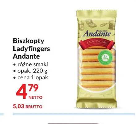 Biszkopty Ladyfingers Andante promocja w Makro