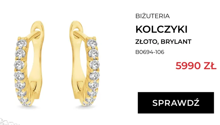 Kolczyki Briju złoto brylant promocja w Briju