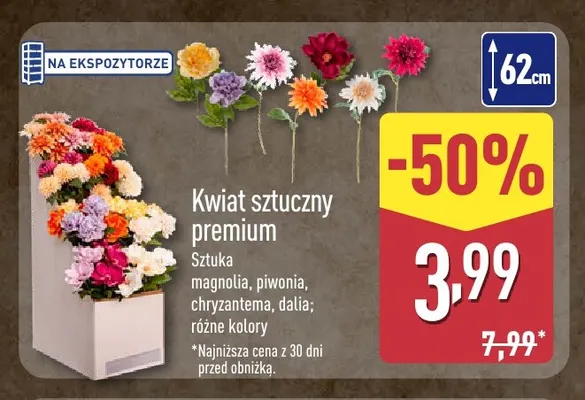 Kwiat sztuczny premium piwonia promocja w Aldi