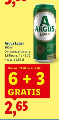 Piwo Argus Lager promocja w Lidl