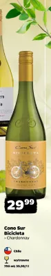 Wino białe Cono Sur Bicicleta Chardonnay wytrawne Chile promocja w Netto