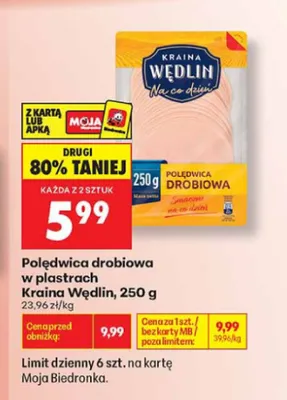 Polędwica drobiowa w plastrach Kraina Wędlin promocja w Biedronka